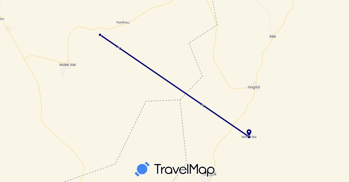 TravelMap itinerary: driving in South Sudan (Africa)